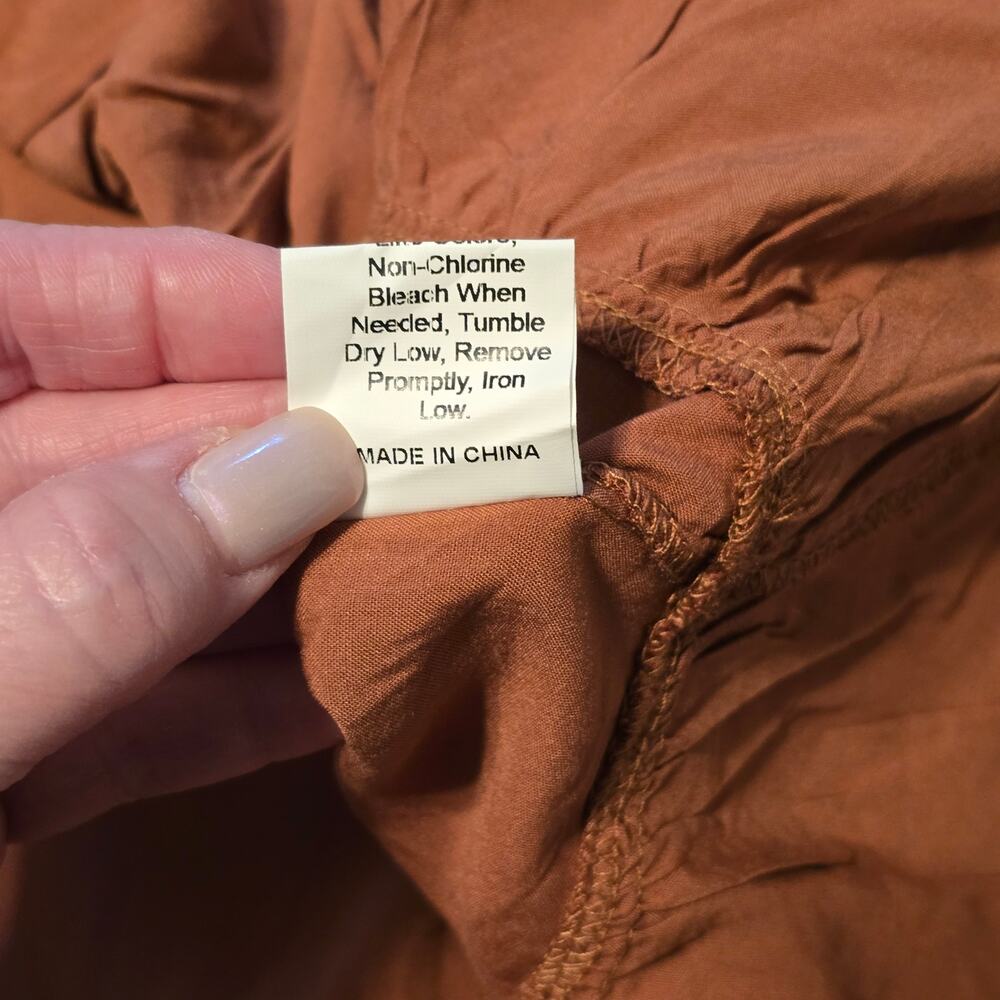 Rusttydustty Top Womens Size Medium Rust Brown Peplum Hem Bohemian Festival NWT - Picture 5 of 8